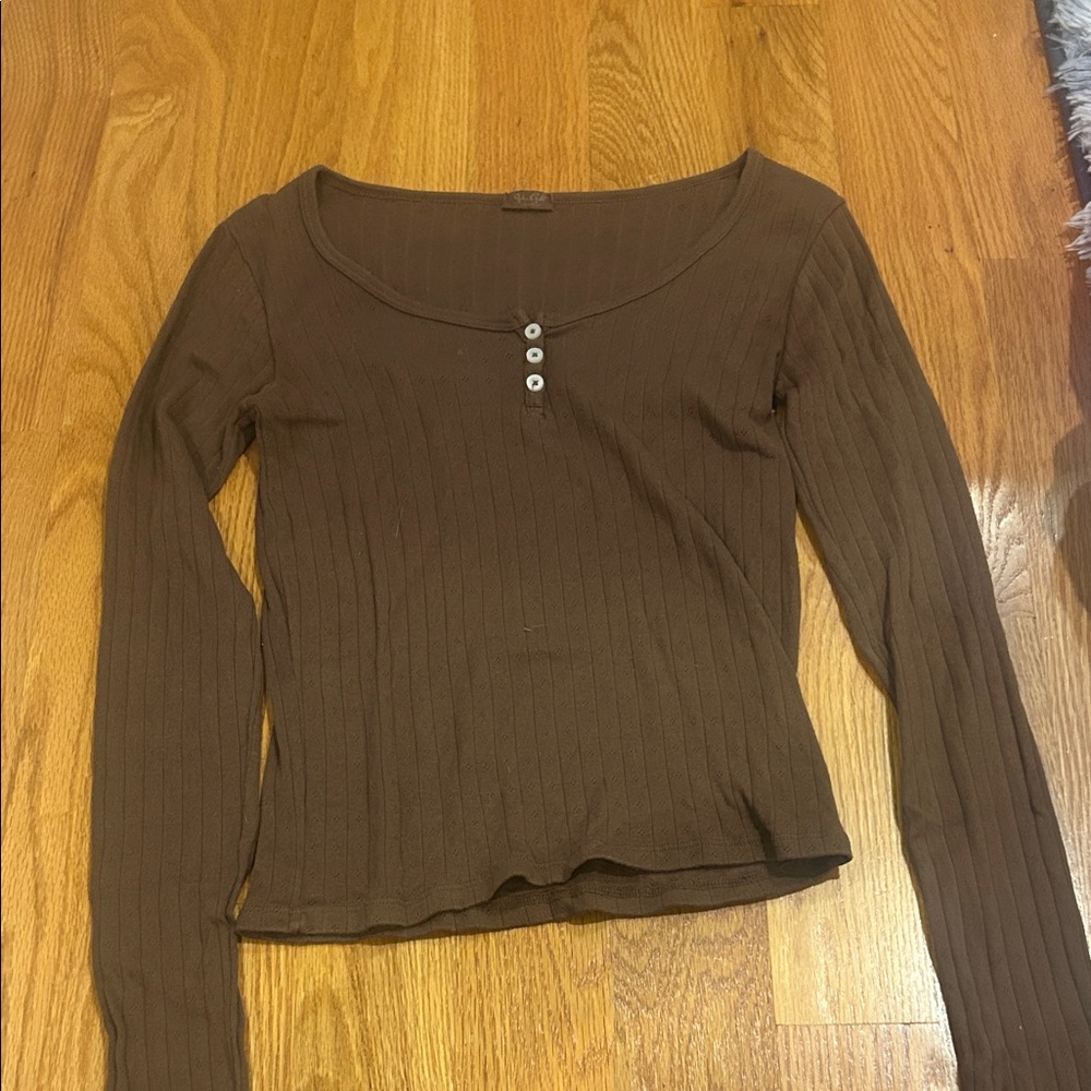Brandy Melville Chocolate Long Sleeve Top
